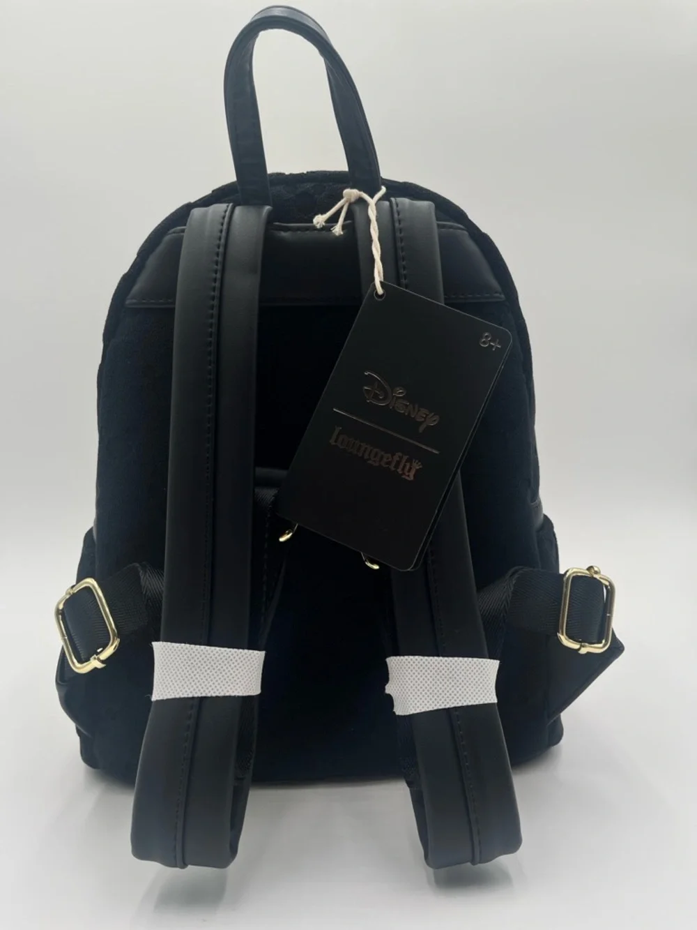 Loungefly Black Mickey Terrycloth Backpack with White Glove Charm